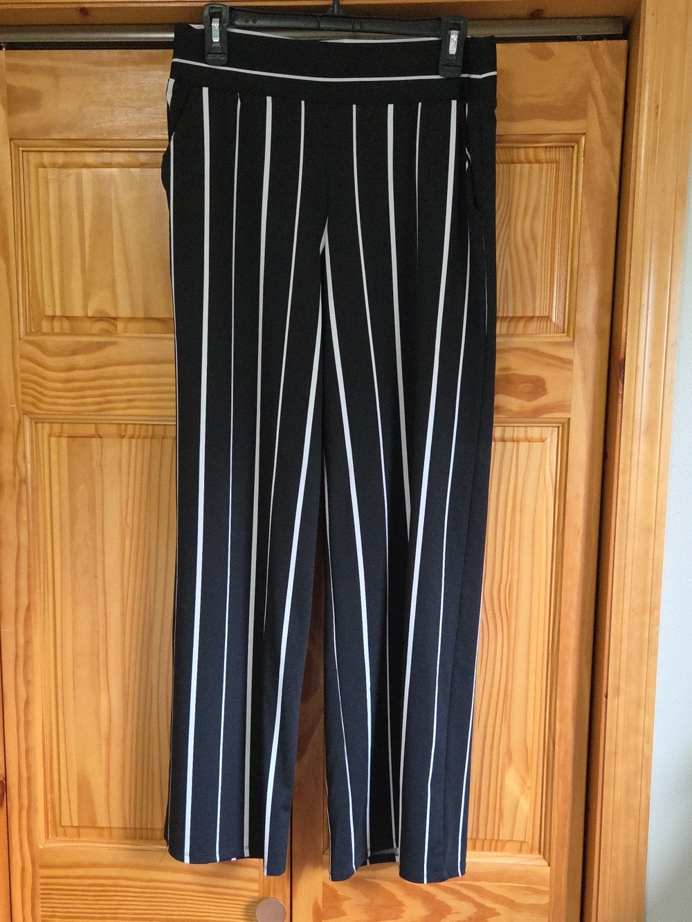 Maurices Black & White Vertical Stripe Wide-Leg Pants